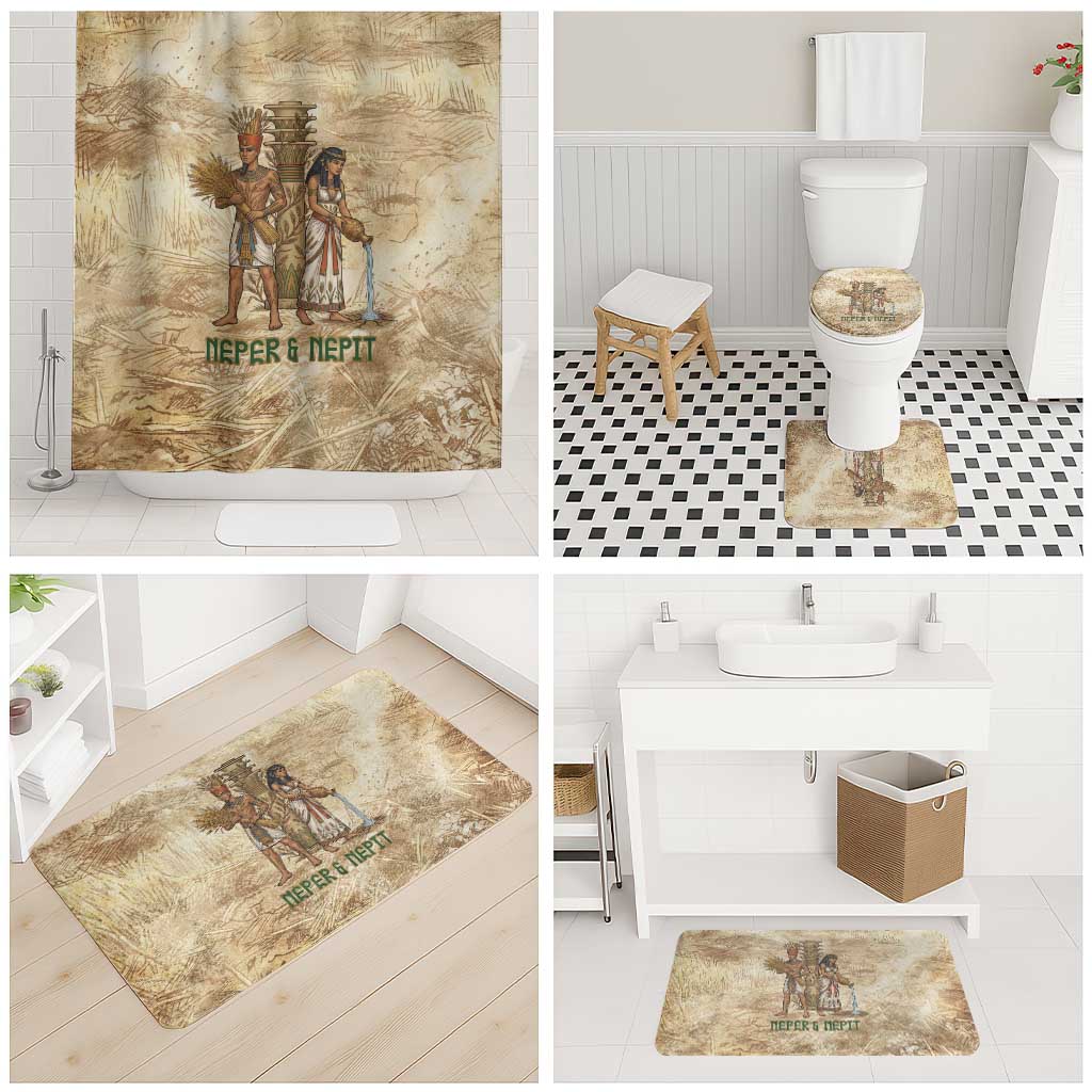 Neper and Nepit Bathroom Set Ancient Harvest and Fertility Design with Sickle and Grain