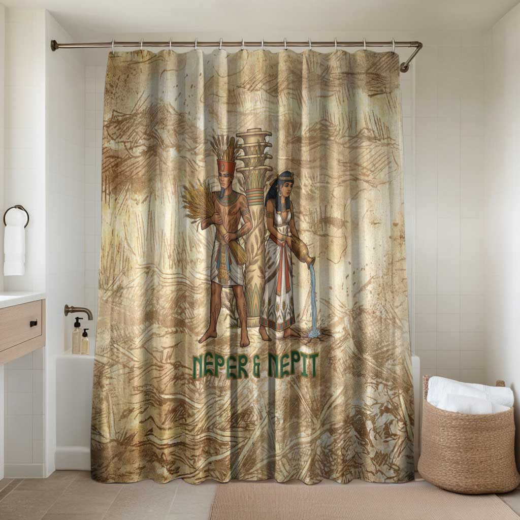 Neper and Nepit Bathroom Set Ancient Harvest and Fertility Design with Sickle and Grain