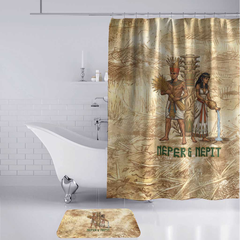 Neper and Nepit Bathroom Set Ancient Harvest and Fertility Design with Sickle and Grain
