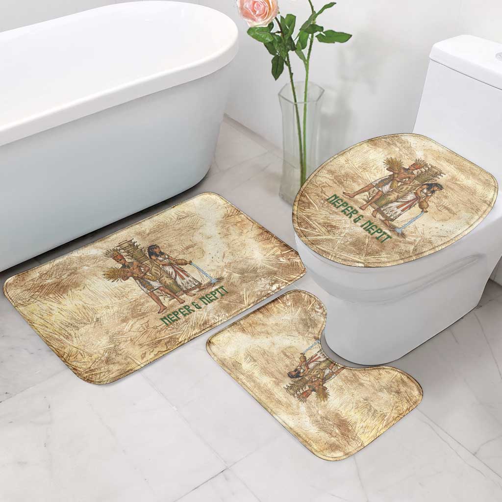 Neper and Nepit Bathroom Set Ancient Harvest and Fertility Design with Sickle and Grain