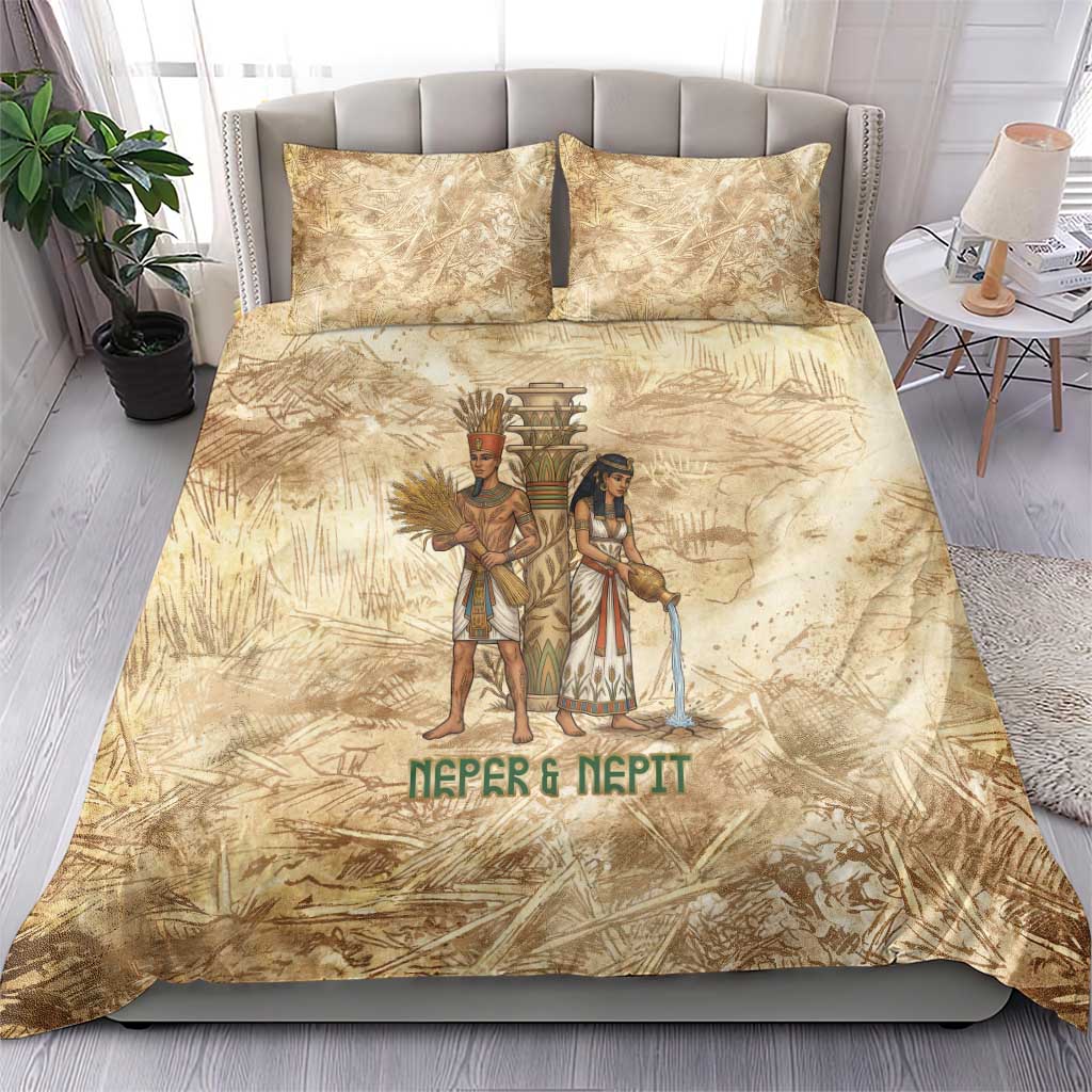 Neper and Nepit Bedding Set Ancient Harvest and Fertility Design with Sickle and Grain