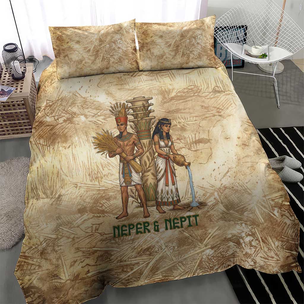 Neper and Nepit Bedding Set Ancient Harvest and Fertility Design with Sickle and Grain