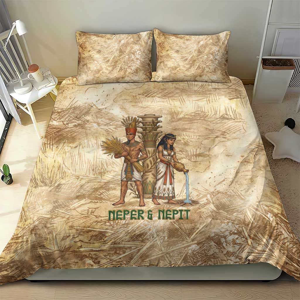Neper and Nepit Bedding Set Ancient Harvest and Fertility Design with Sickle and Grain