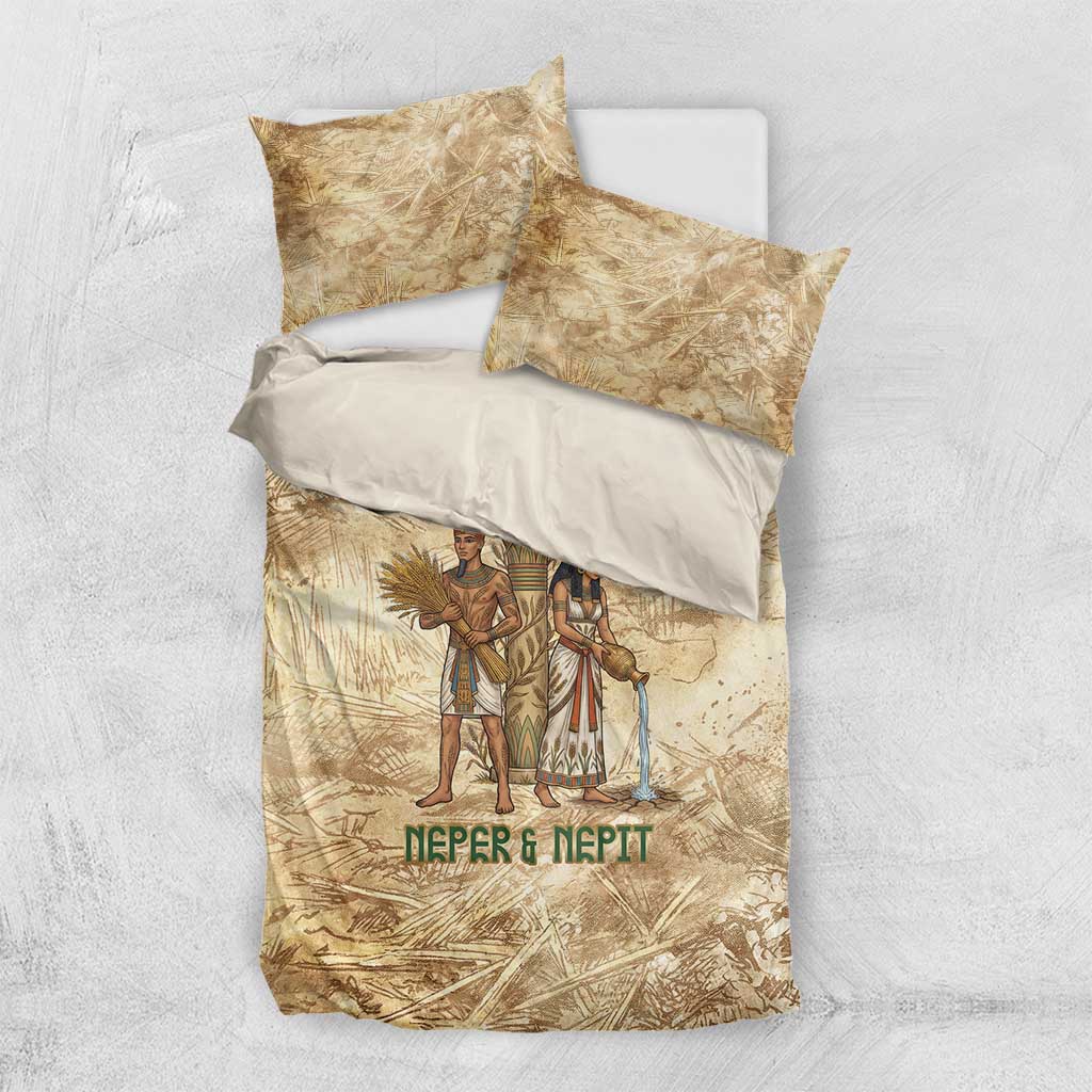 Neper and Nepit Bedding Set Ancient Harvest and Fertility Design with Sickle and Grain