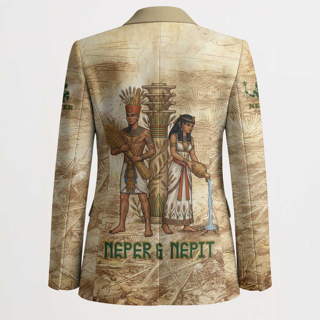 Neper and Nepit Blazer Ancient Harvest and Fertility Design with Sickle and Grain