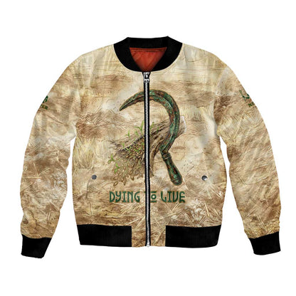 Neper and Nepit Bomber Jacket Ancient Harvest and Fertility Design with Sickle and Grain