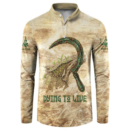 Neper and Nepit Button Sweatshirt Ancient Harvest and Fertility Design with Sickle and Grain