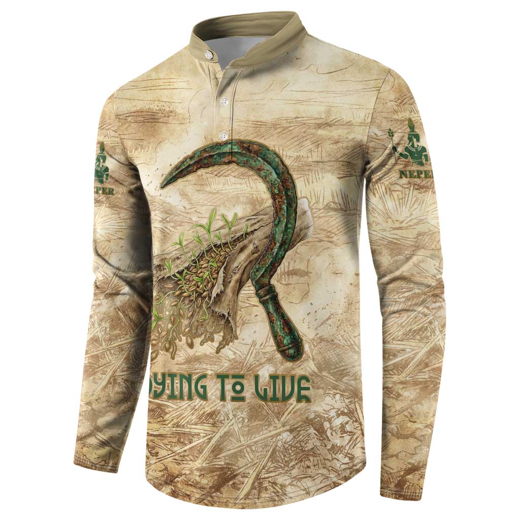 Neper and Nepit Button Sweatshirt Ancient Harvest and Fertility Design with Sickle and Grain