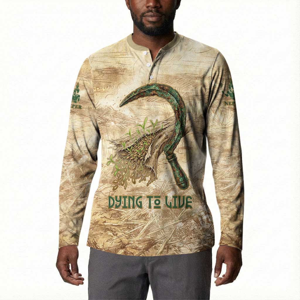 Neper and Nepit Button Sweatshirt Ancient Harvest and Fertility Design with Sickle and Grain