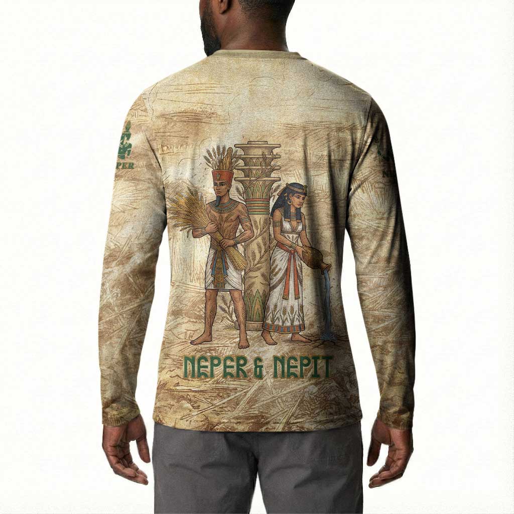 Neper and Nepit Button Sweatshirt Ancient Harvest and Fertility Design with Sickle and Grain