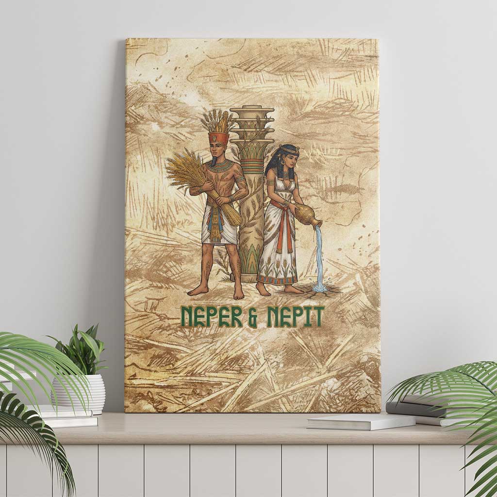 Neper and Nepit Canvas Wall Art Ancient Harvest and Fertility Design with Sickle and Grain