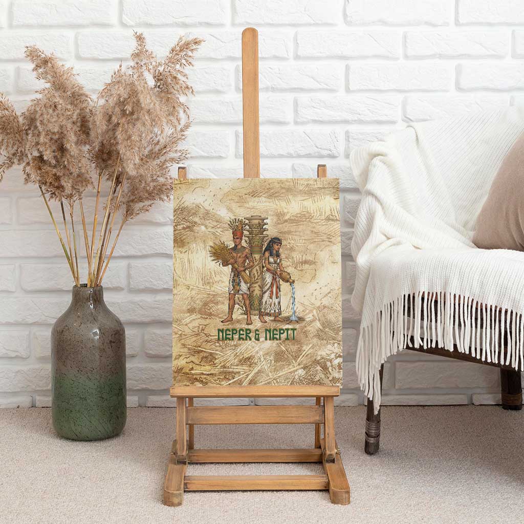 Neper and Nepit Canvas Wall Art Ancient Harvest and Fertility Design with Sickle and Grain