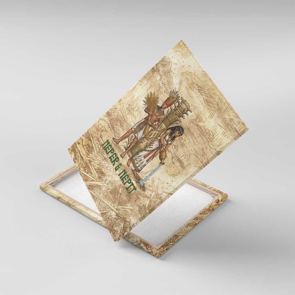 Neper and Nepit Canvas Wall Art Ancient Harvest and Fertility Design with Sickle and Grain