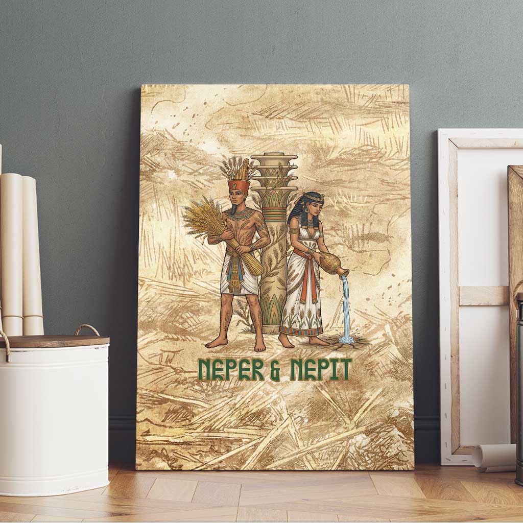 Neper and Nepit Canvas Wall Art Ancient Harvest and Fertility Design with Sickle and Grain