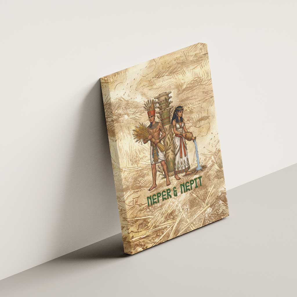 Neper and Nepit Canvas Wall Art Ancient Harvest and Fertility Design with Sickle and Grain