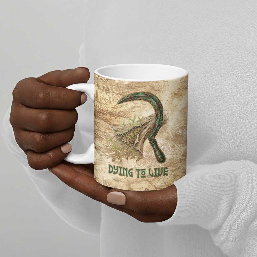 Neper and Nepit Ceramic Mug Ancient Harvest and Fertility Design with Sickle and Grain