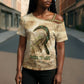Neper and Nepit Cross Shoulder Shirt Ancient Harvest and Fertility Design with Sickle and Grain