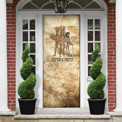 Neper and Nepit Door Cover Ancient Harvest and Fertility Design with Sickle and Grain