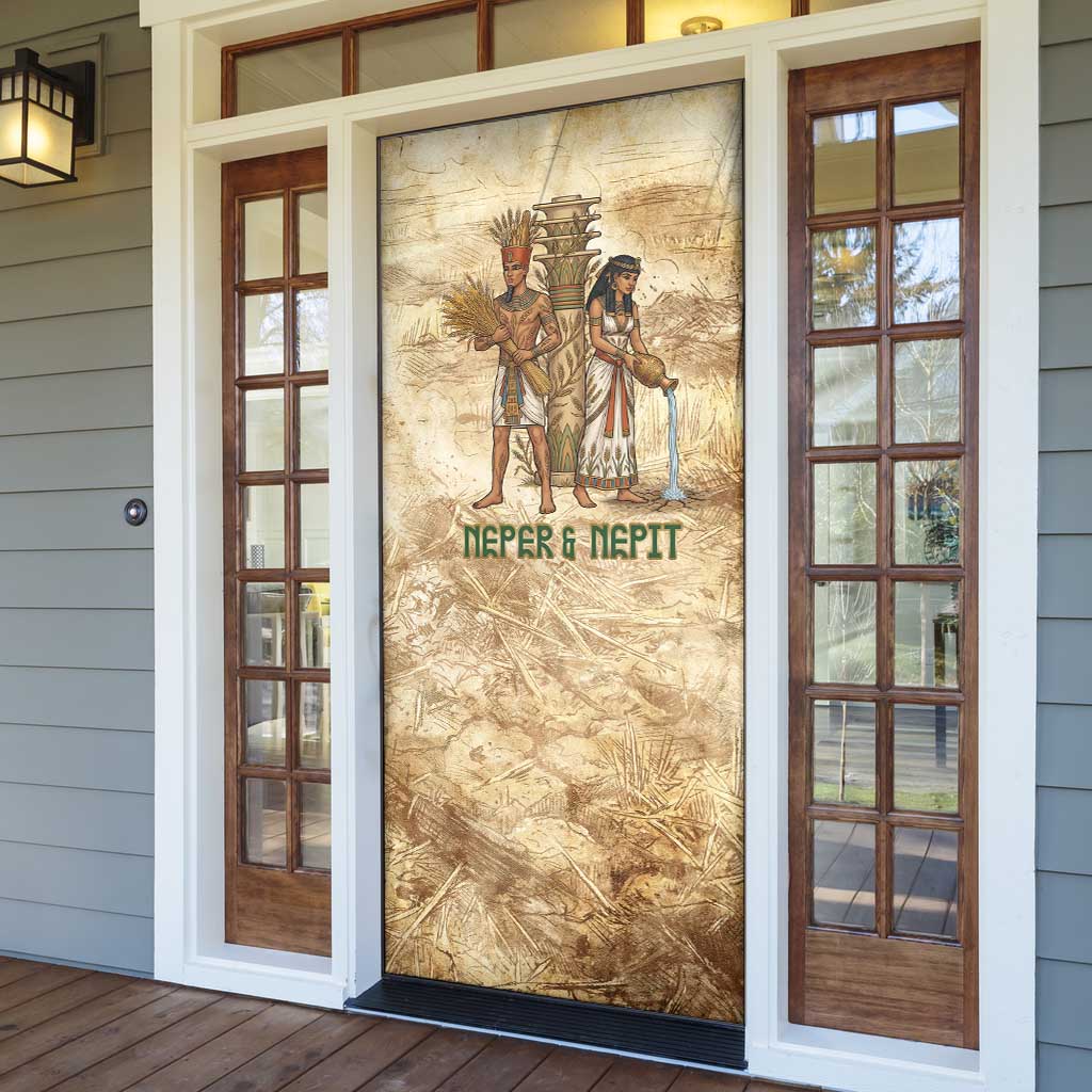 Neper and Nepit Door Cover Ancient Harvest and Fertility Design with Sickle and Grain