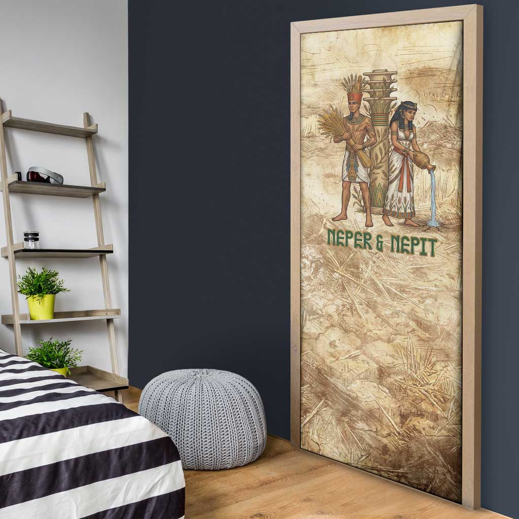 Neper and Nepit Door Cover Ancient Harvest and Fertility Design with Sickle and Grain