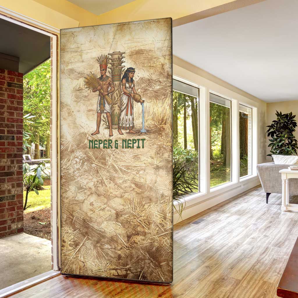 Neper and Nepit Door Cover Ancient Harvest and Fertility Design with Sickle and Grain