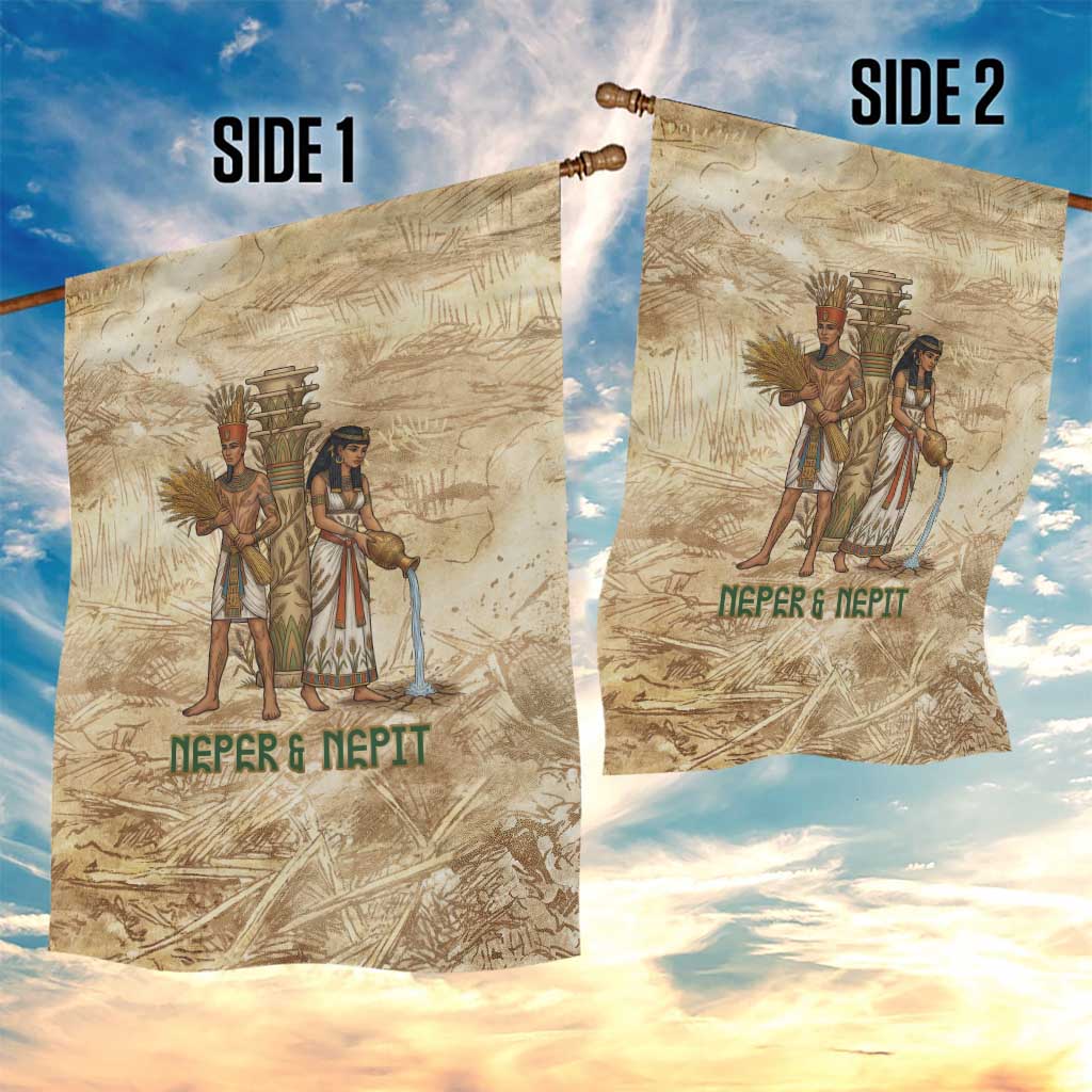 Neper and Nepit Garden Flag Ancient Harvest and Fertility Design with Sickle and Grain