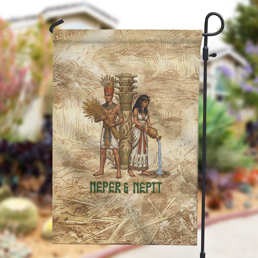 Neper and Nepit Garden Flag Ancient Harvest and Fertility Design with Sickle and Grain
