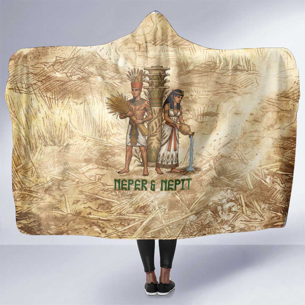 Neper and Nepit Hooded Blanket Ancient Harvest and Fertility Design with Sickle and Grain