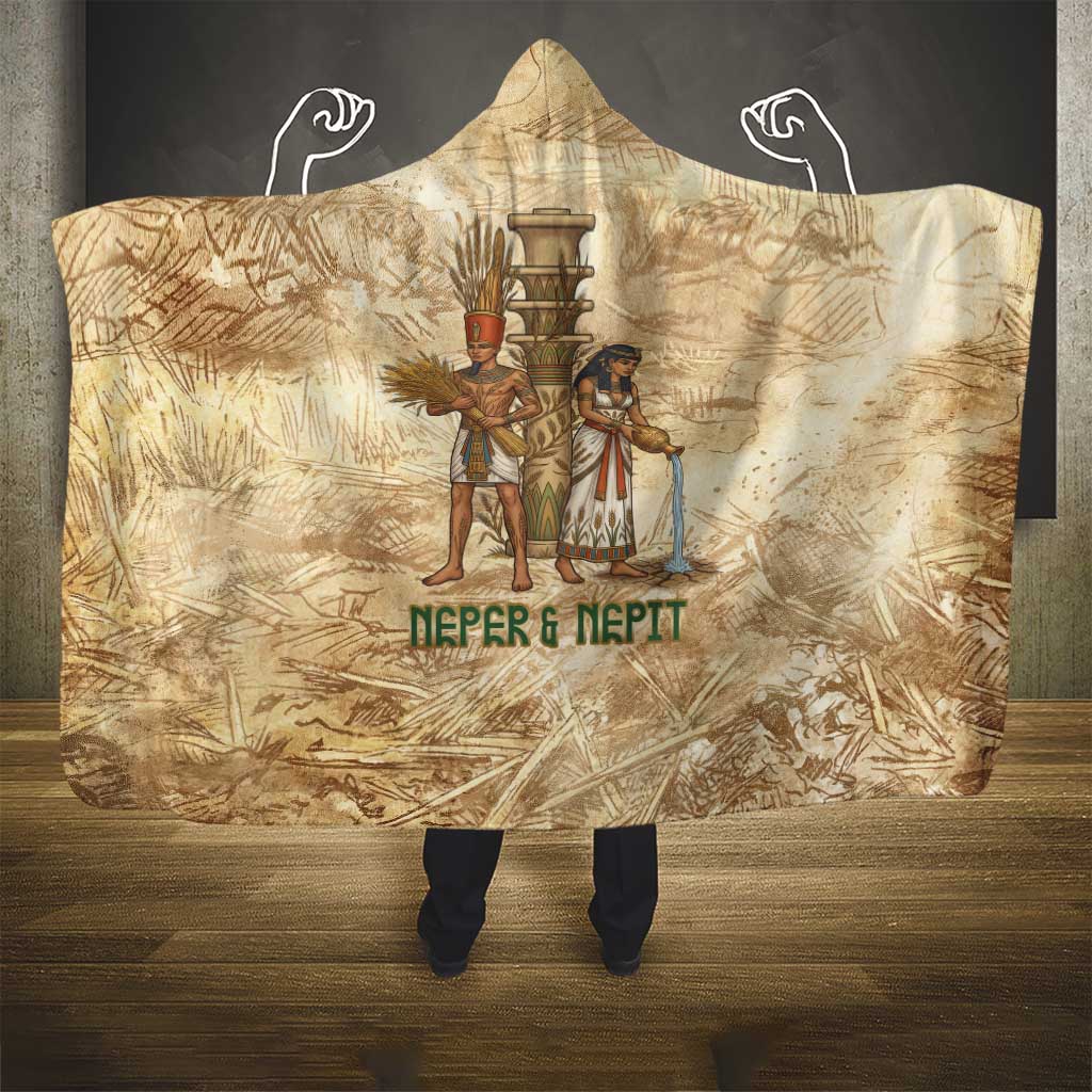 Neper and Nepit Hooded Blanket Ancient Harvest and Fertility Design with Sickle and Grain