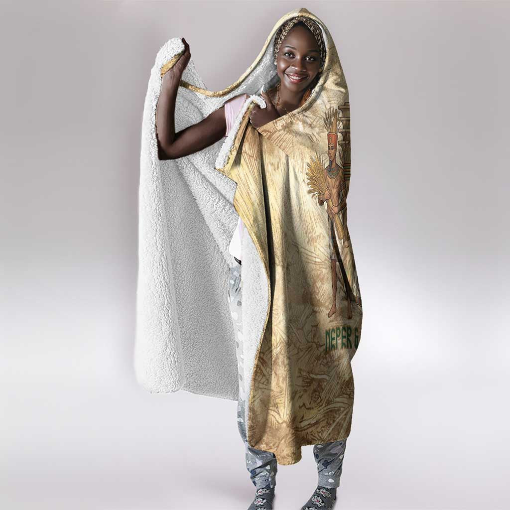 Neper and Nepit Hooded Blanket Ancient Harvest and Fertility Design with Sickle and Grain