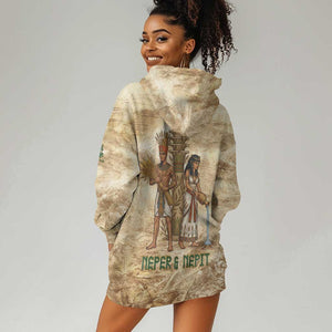 Neper and Nepit Hoodie Dress Ancient Harvest and Fertility Design with Sickle and Grain