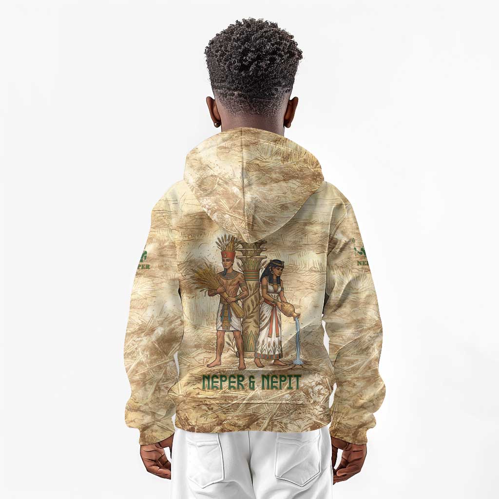 Neper and Nepit Kid Hoodie Ancient Harvest and Fertility Design with Sickle and Grain