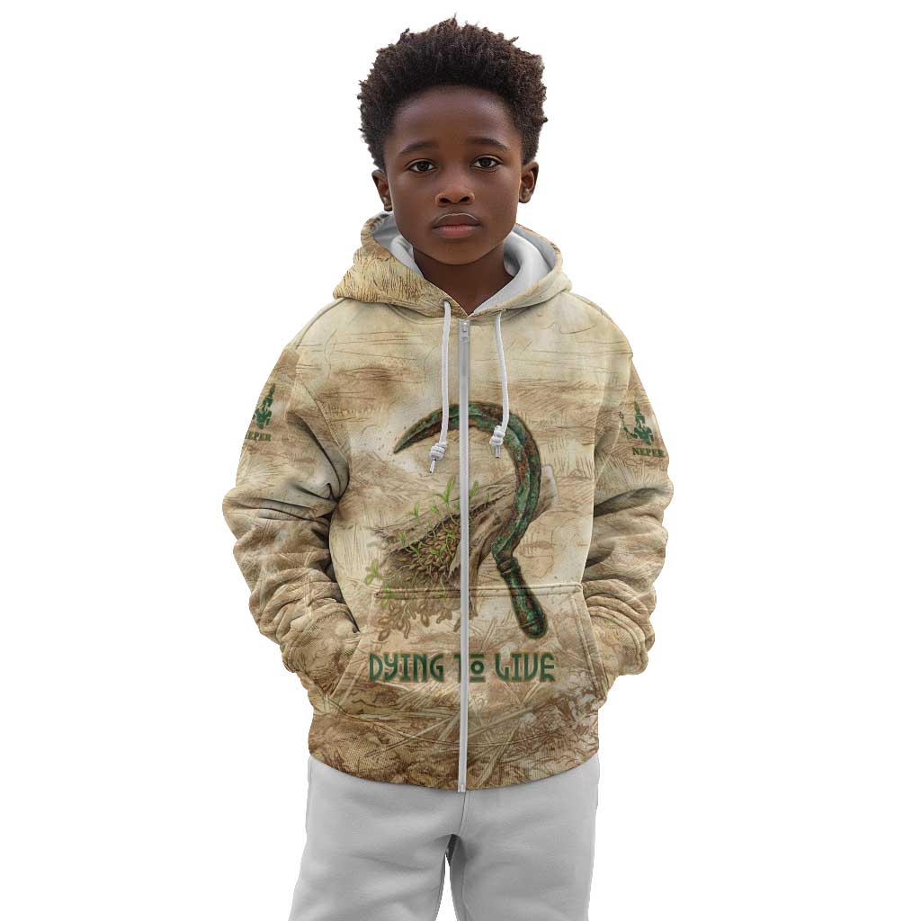 Neper and Nepit Kid Hoodie Ancient Harvest and Fertility Design with Sickle and Grain