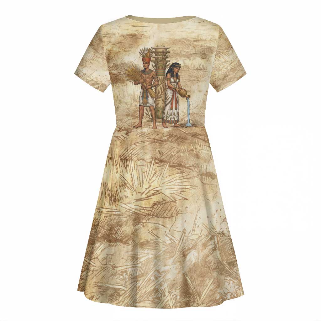 Neper and Nepit Kid Short Sleeve Dress Ancient Harvest and Fertility Design with Sickle and Grain