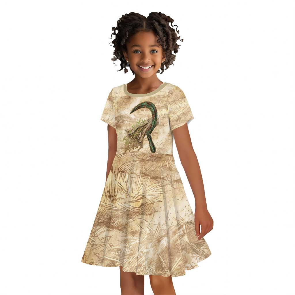 Neper and Nepit Kid Short Sleeve Dress Ancient Harvest and Fertility Design with Sickle and Grain