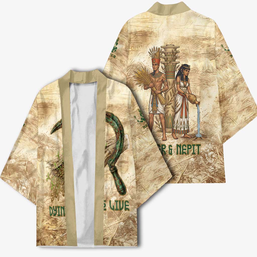Neper and Nepit Kimono Ancient Harvest and Fertility Design with Sickle and Grain