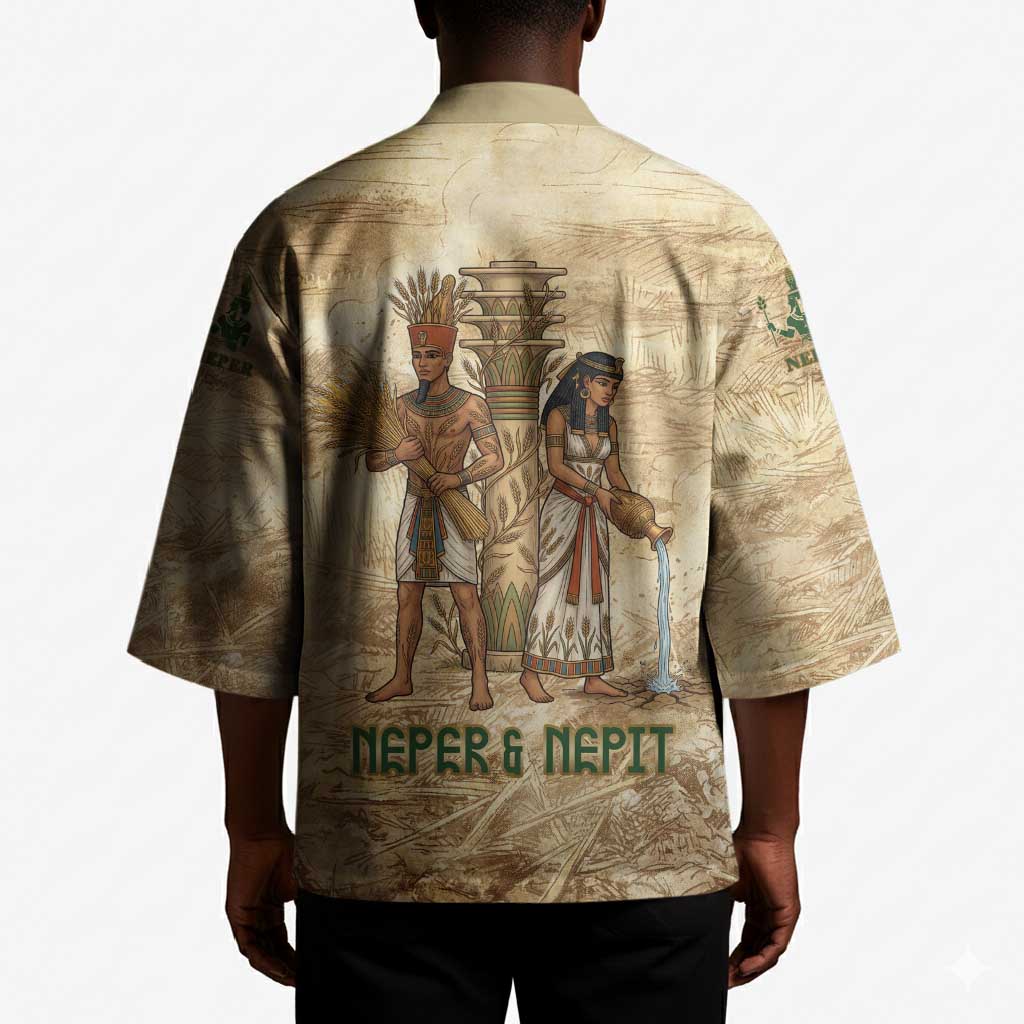 Neper and Nepit Kimono Ancient Harvest and Fertility Design with Sickle and Grain
