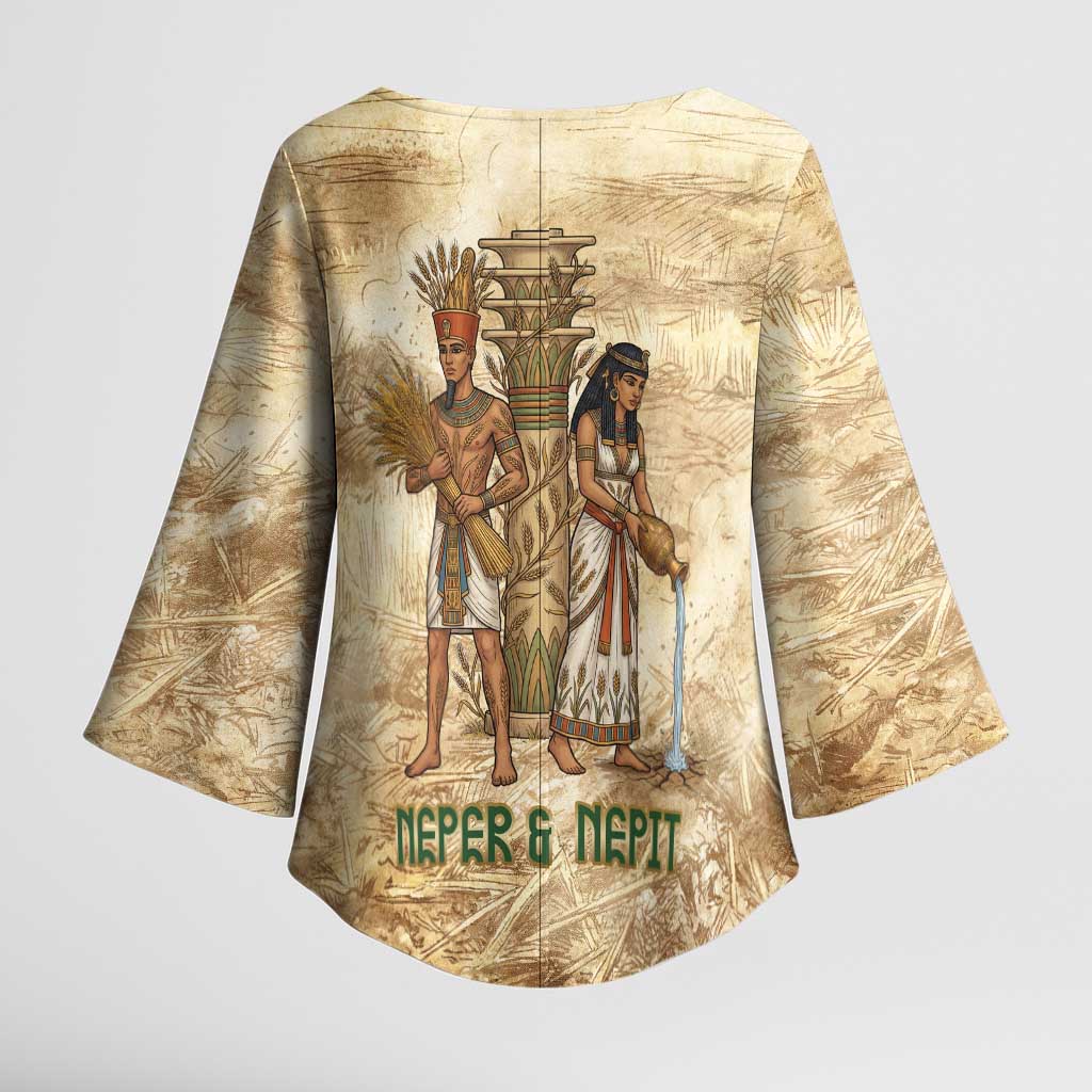 Neper and Nepit Kimono Sleeve Blouse Ancient Harvest and Fertility Design with Sickle and Grain