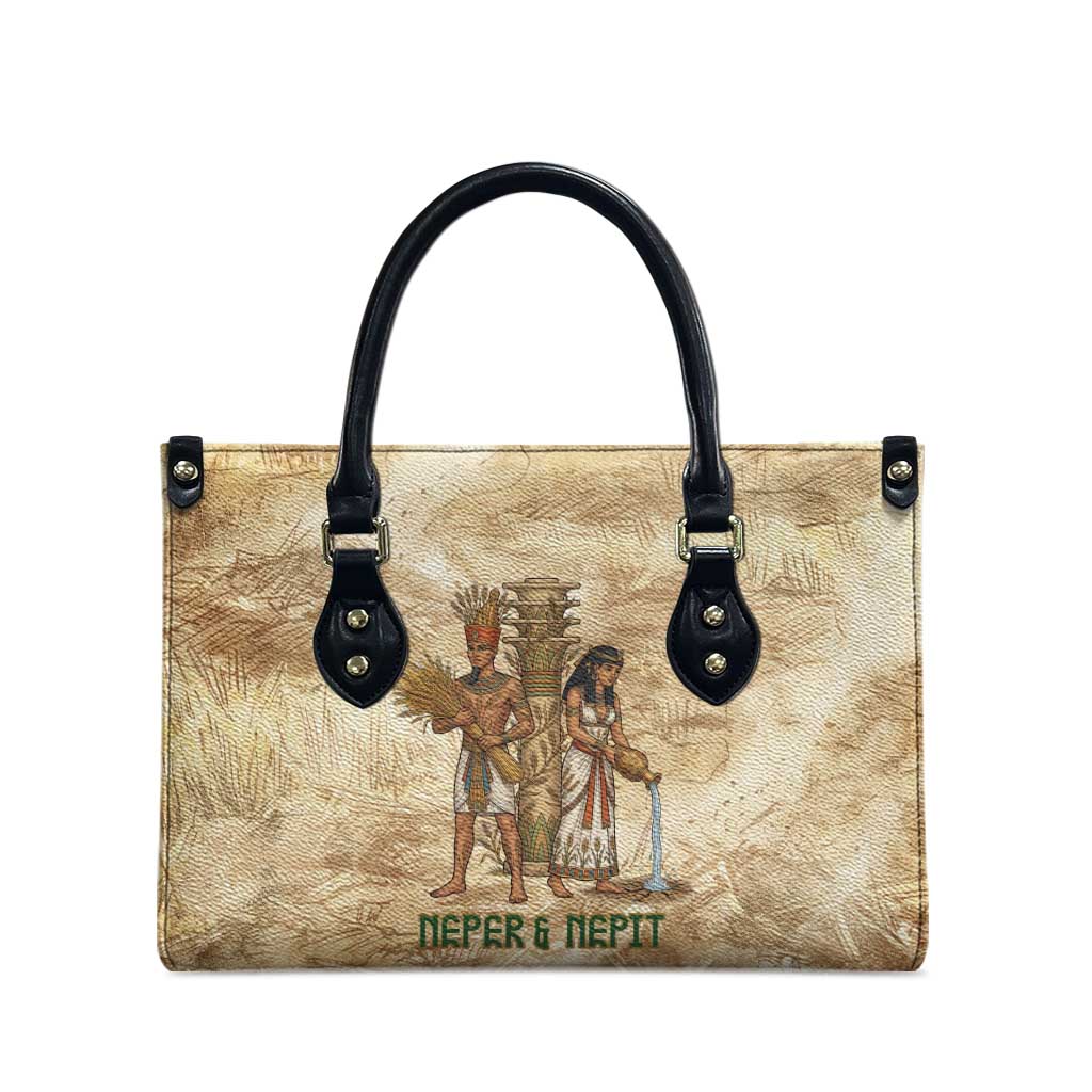 Neper and Nepit Leather Bag Ancient Harvest and Fertility Design with Sickle and Grain