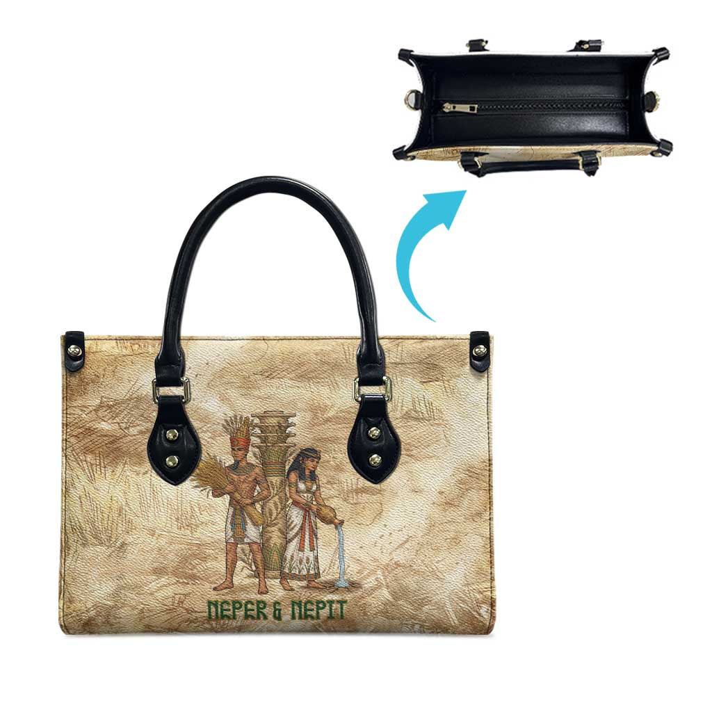 Neper and Nepit Leather Bag Ancient Harvest and Fertility Design with Sickle and Grain