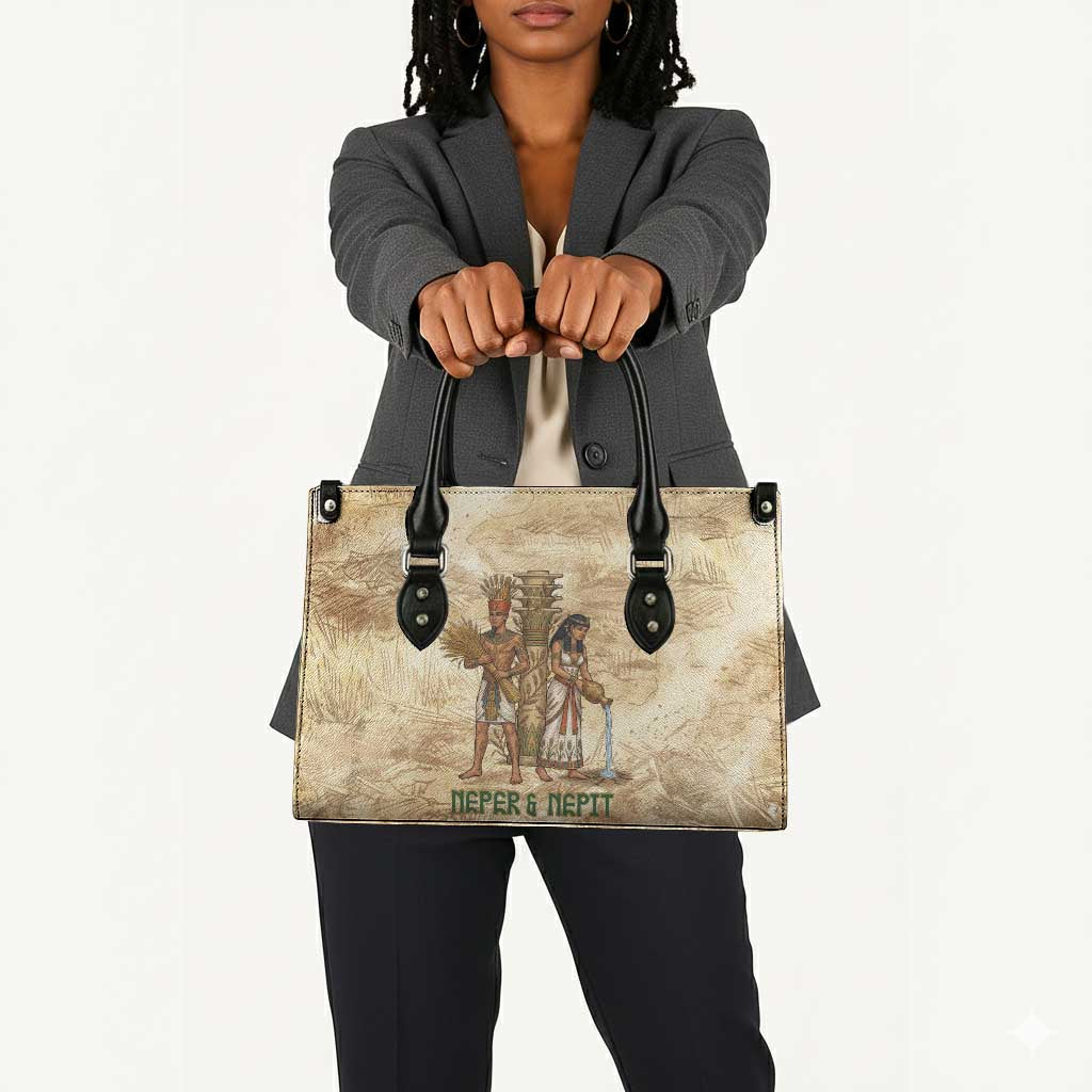 Neper and Nepit Leather Bag Ancient Harvest and Fertility Design with Sickle and Grain