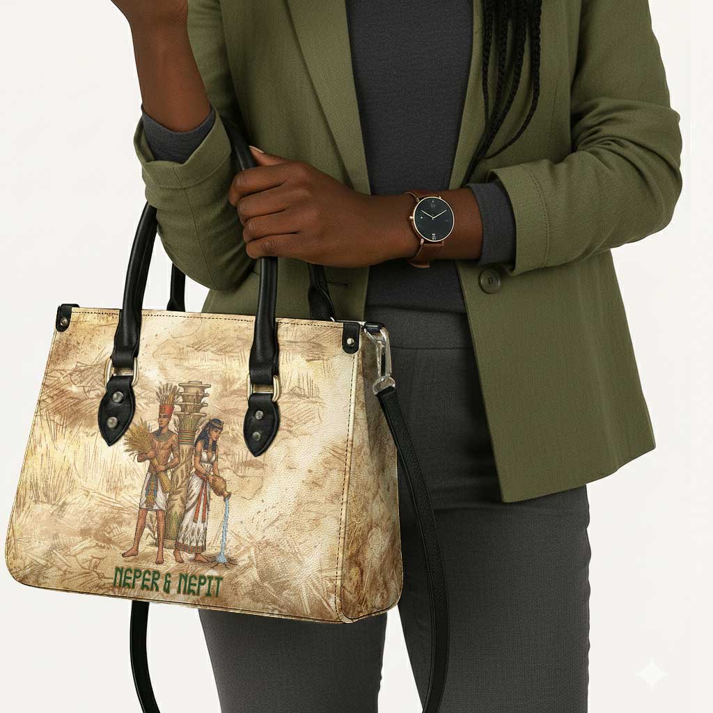 Neper and Nepit Leather Bag Ancient Harvest and Fertility Design with Sickle and Grain