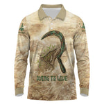 Neper and Nepit Long Sleeve Polo Shirt Ancient Harvest and Fertility Design with Sickle and Grain