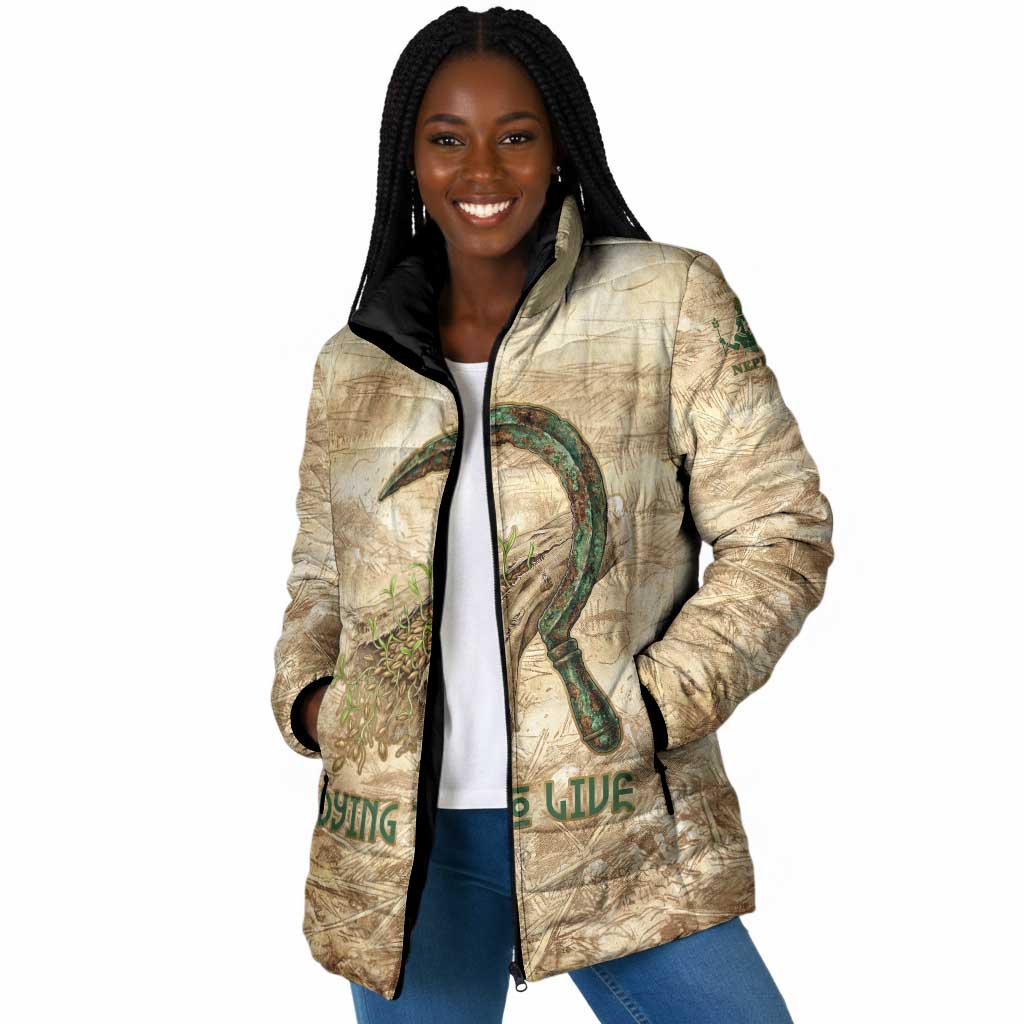 Neper and Nepit Padded Jacket Ancient Harvest and Fertility Design with Sickle and Grain