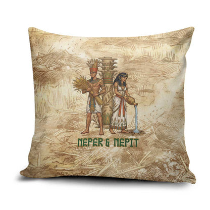 Neper and Nepit Pillow Cover Ancient Harvest and Fertility Design with Sickle and Grain