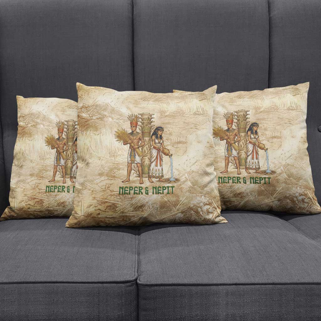 Neper and Nepit Pillow Cover Ancient Harvest and Fertility Design with Sickle and Grain