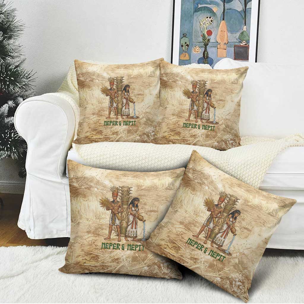 Neper and Nepit Pillow Cover Ancient Harvest and Fertility Design with Sickle and Grain