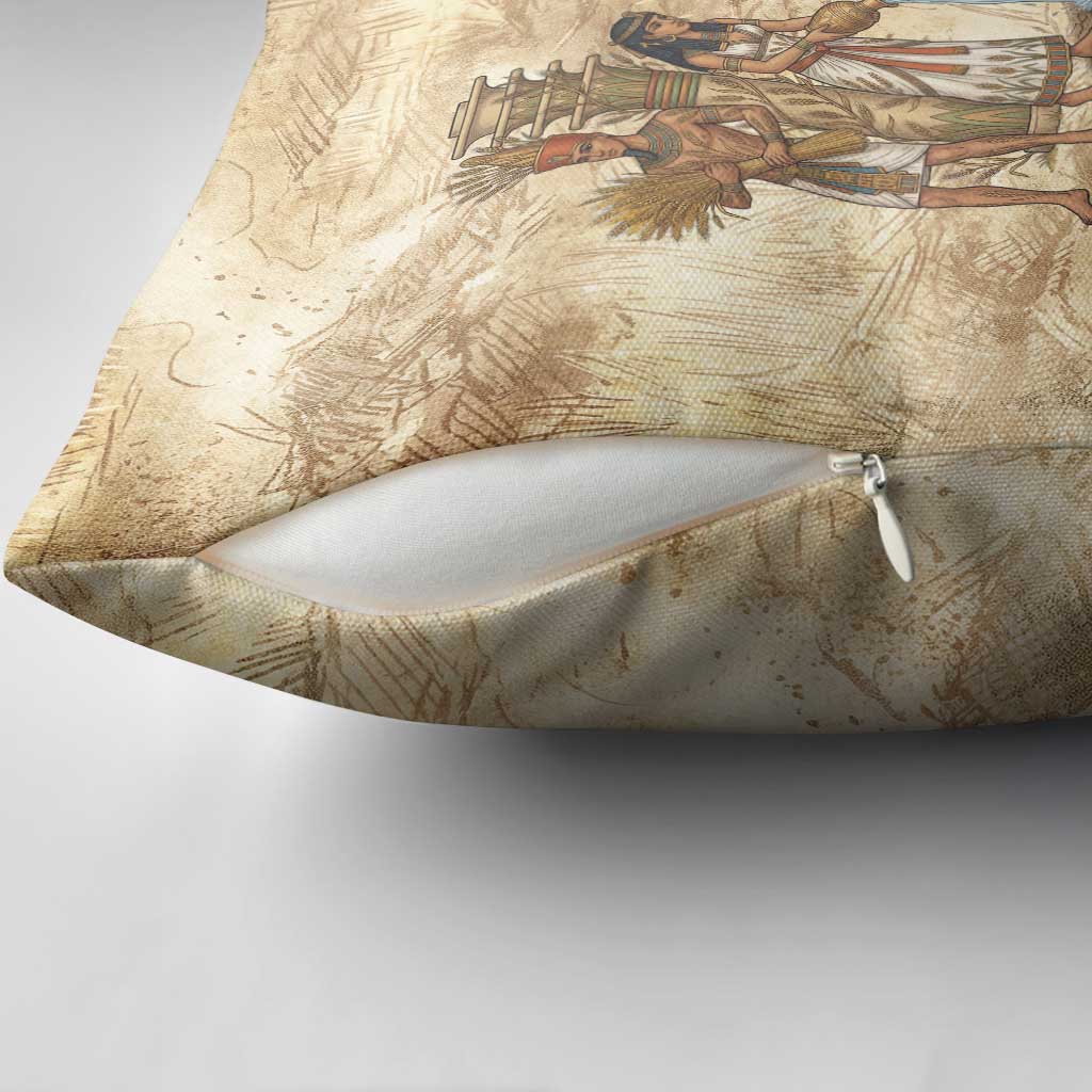 Neper and Nepit Pillow Cover Ancient Harvest and Fertility Design with Sickle and Grain