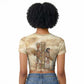 Neper and Nepit Raglan Cropped T shirt Ancient Harvest and Fertility Design with Sickle and Grain