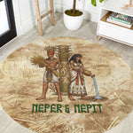 Neper and Nepit Round Carpet Ancient Harvest and Fertility Design with Sickle and Grain